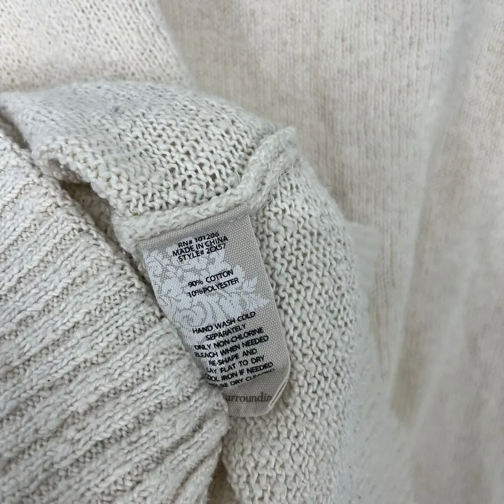 Soft Surroundings Sweater Size XS Ivory Vida Cowl Neck Knit Beach Dolman Sleeve